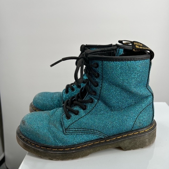 Dr Martens Pascal Turquoise Blue Glitter Boots US Size 2 - Picture 4 of 10